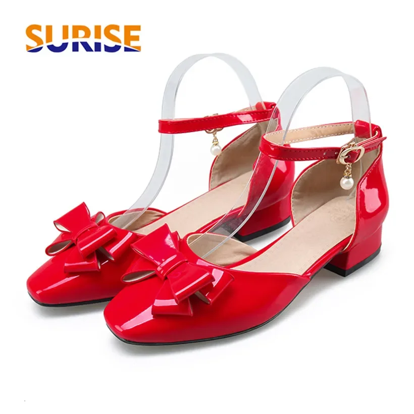 Casual Sandal Leather - Big Size Women Bowtie Pumps Round