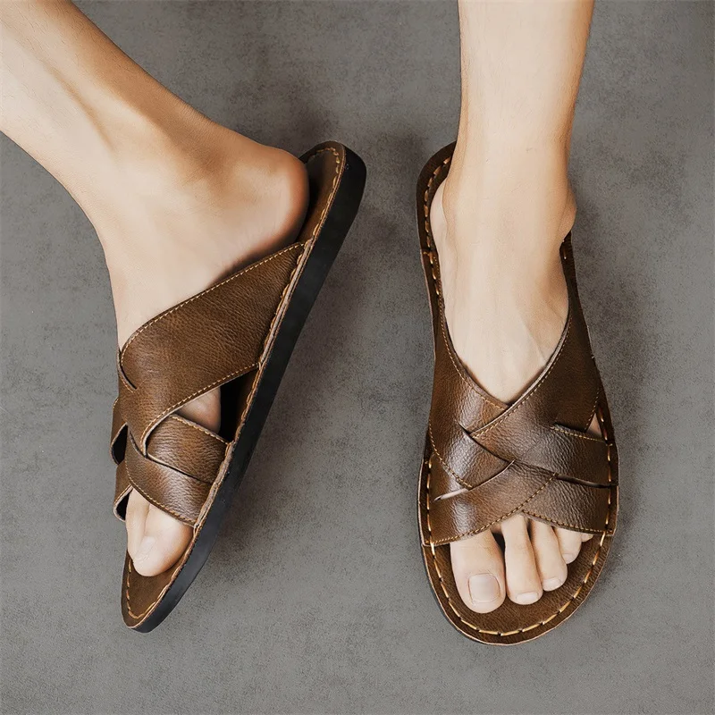 Genuine Leather Men Casual San - огляд і ціна Flip Flop Leather Men