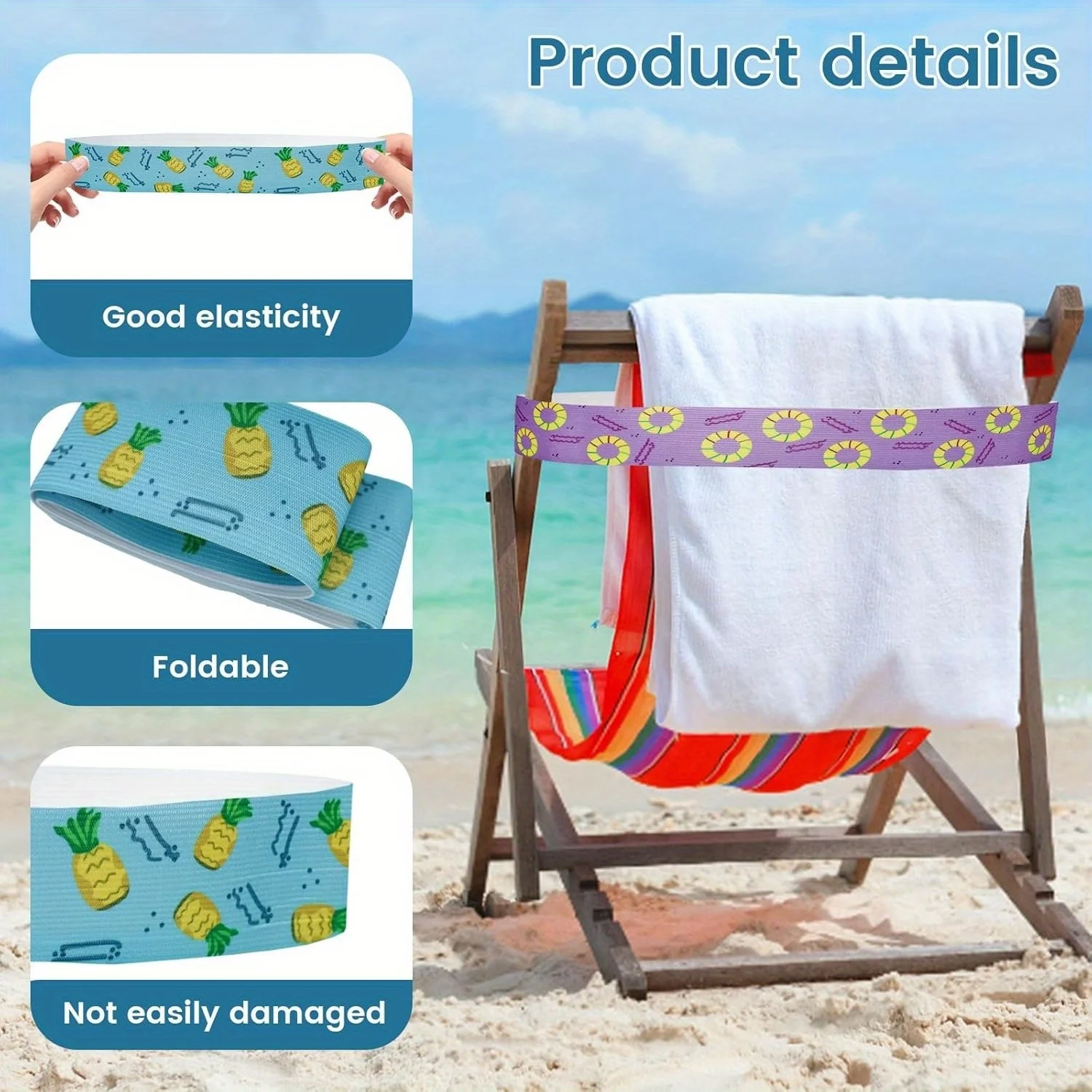 5Pcs  Large Towel Bands for Be - огляд і ціна Beach Towel Large