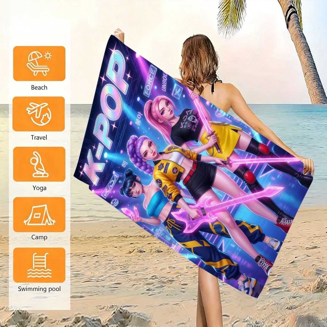 K-Pop Idol Print Large Size Be - огляд і ціна Beach Towel Large