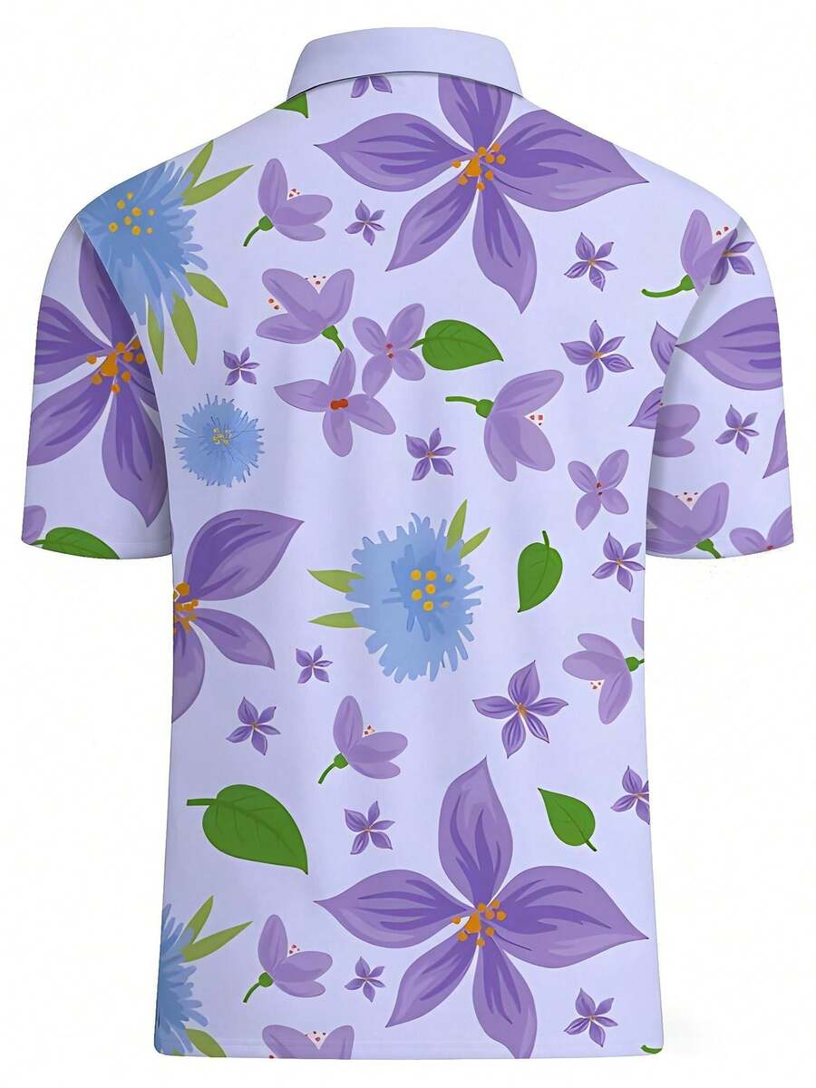 Mens Floral Print Pique Shirt  - огляд і ціна Polo Shirt Pique