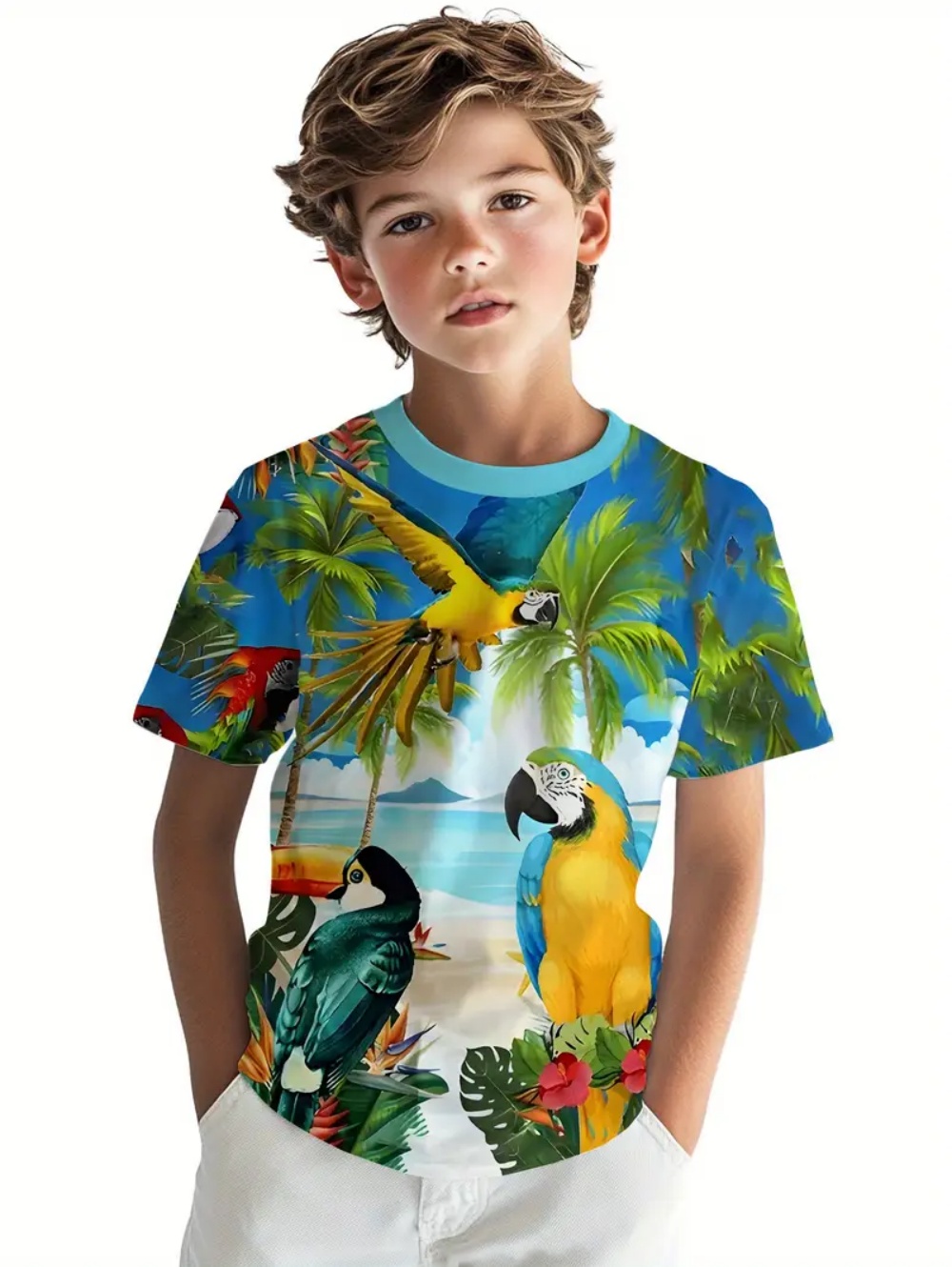 Kids' Tropical Macaw Parrots B - огляд і ціна Tee Graphic Print