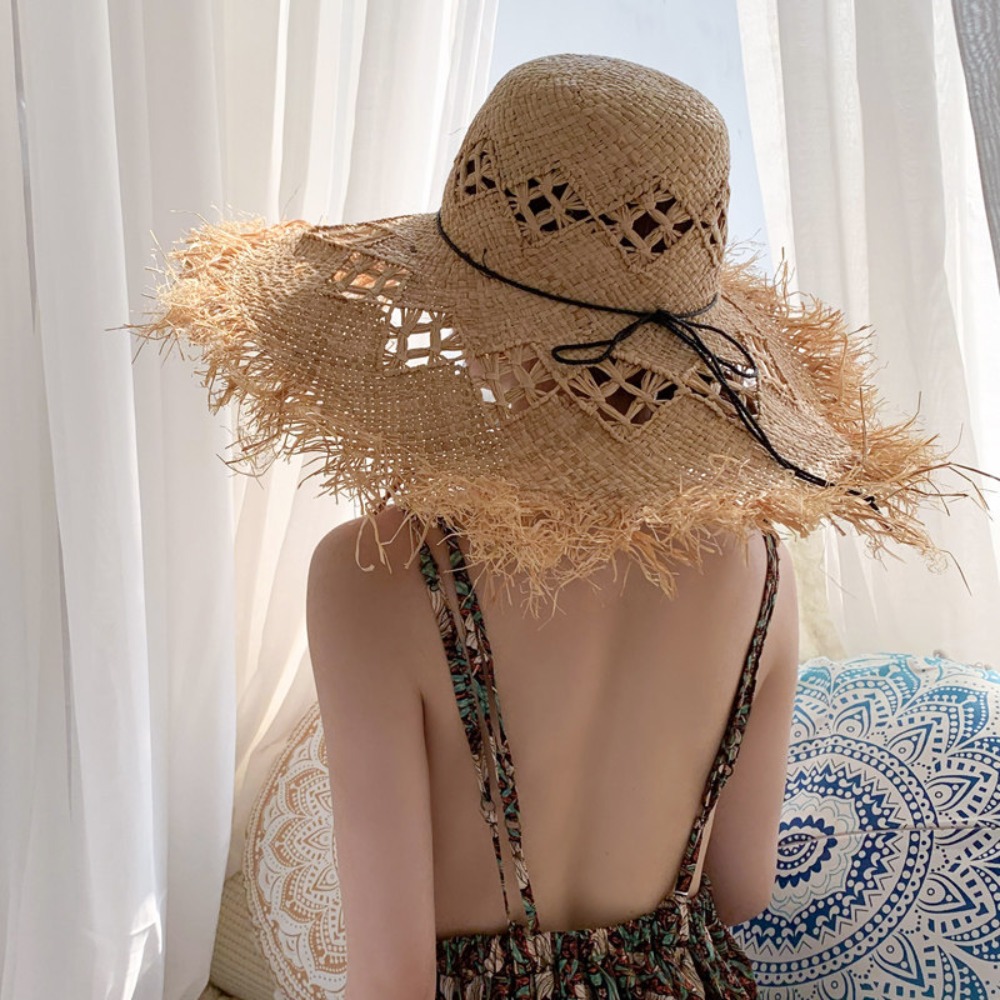 New Large Wide Brim Straw Hat  - огляд і ціна Bucket Hat Straw