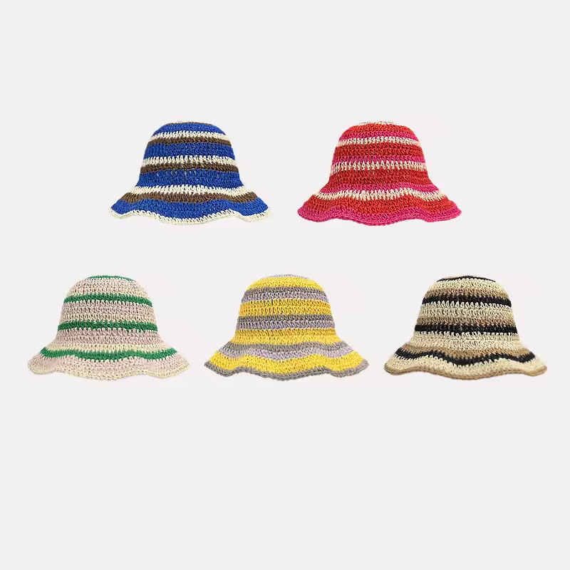 New Striped Knitted Straw Croc - огляд і ціна Bucket Hat Straw
