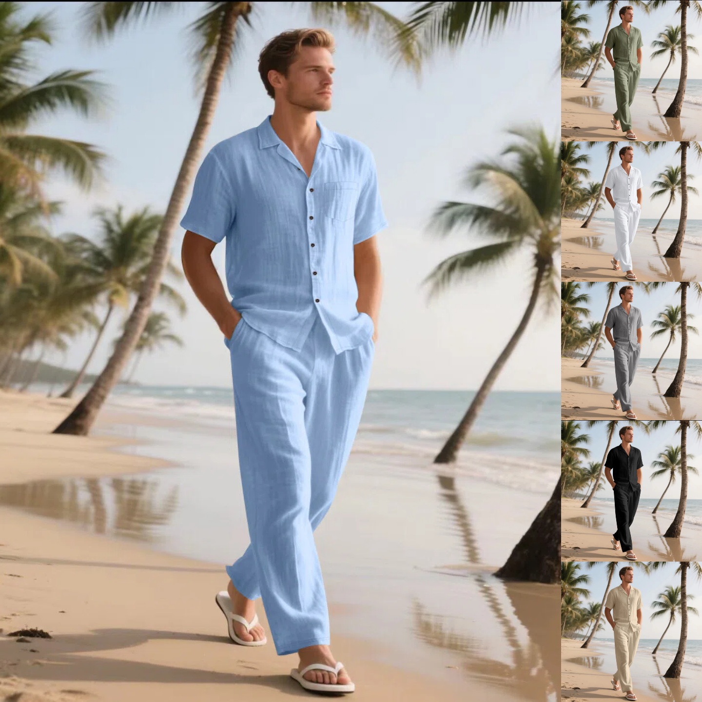 Summer Men's New Linen Casual  - огляд і ціна Short Linen Drawstring
