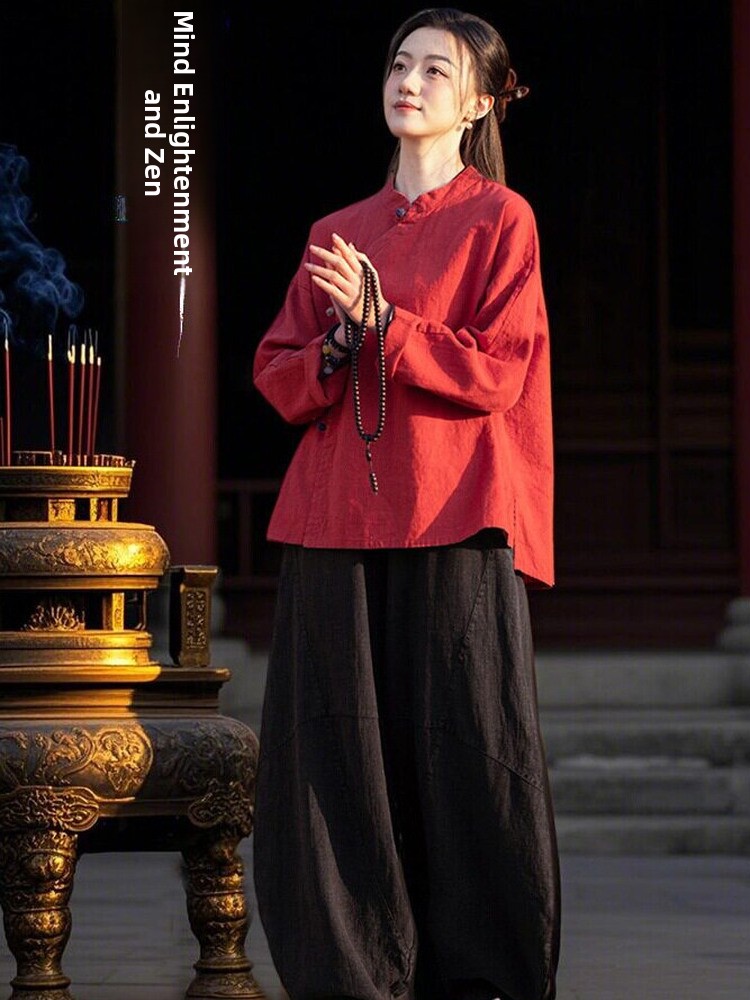 New Chinese Style Zen Meditati - огляд і ціна Linen Shirt Breathable