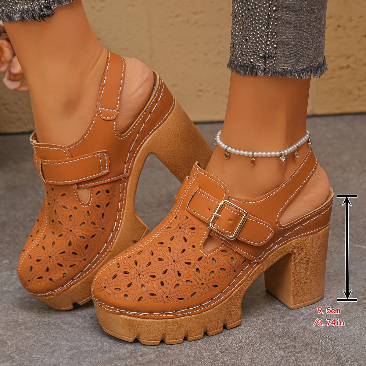Large Size Women's Thick Heel  - огляд і ціна Casual Sandal Leather