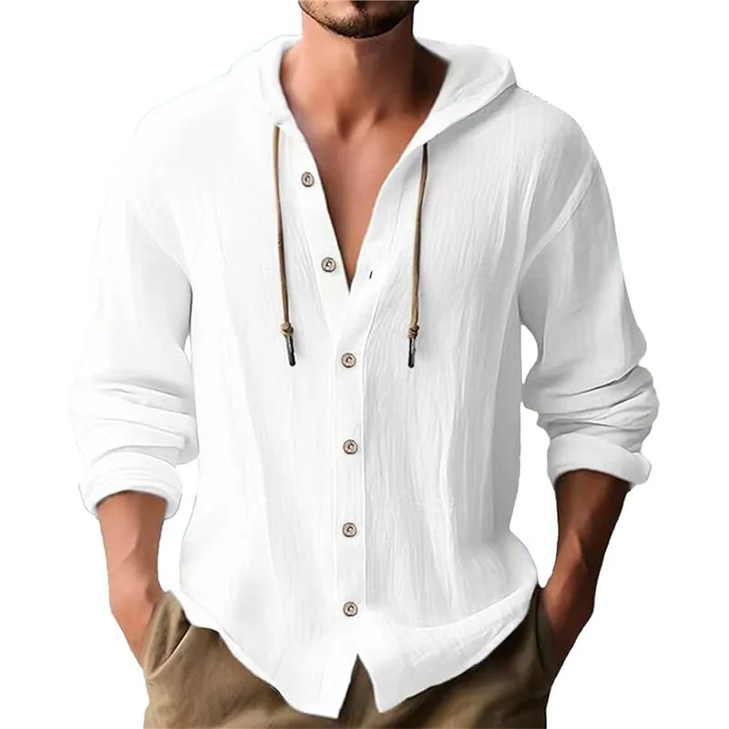 Men's solid color casual long- - огляд і ціна Short Linen Drawstring
