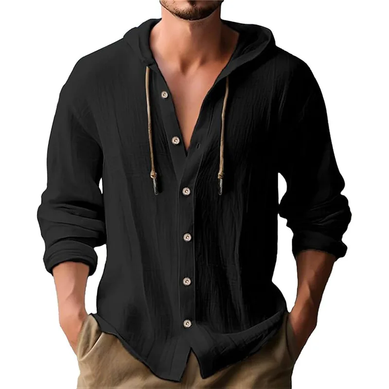 Men's solid color casual long- - огляд і ціна Short Linen Drawstring