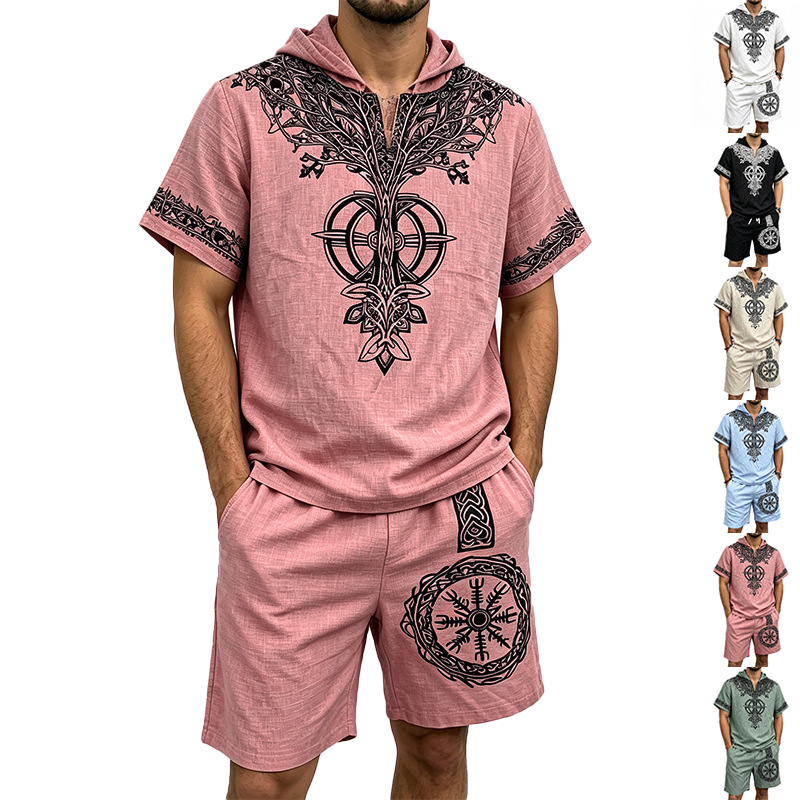 Men Linen Look Viking Tree Pri - огляд і ціна Short Linen Drawstring