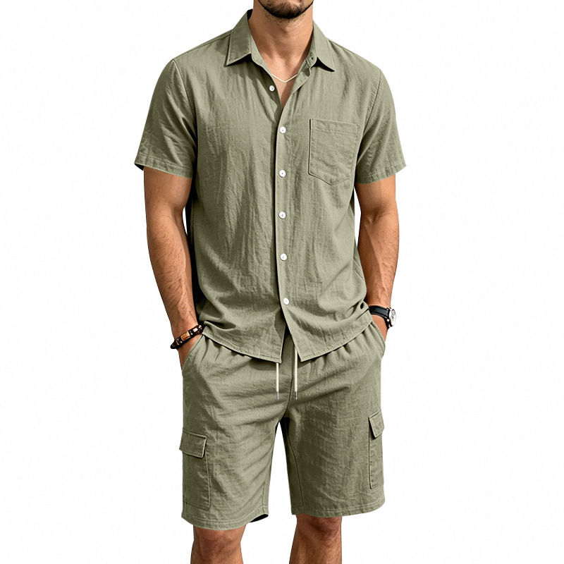 Men Summer American Linen Two  - огляд і ціна Linen Shirt Breathable